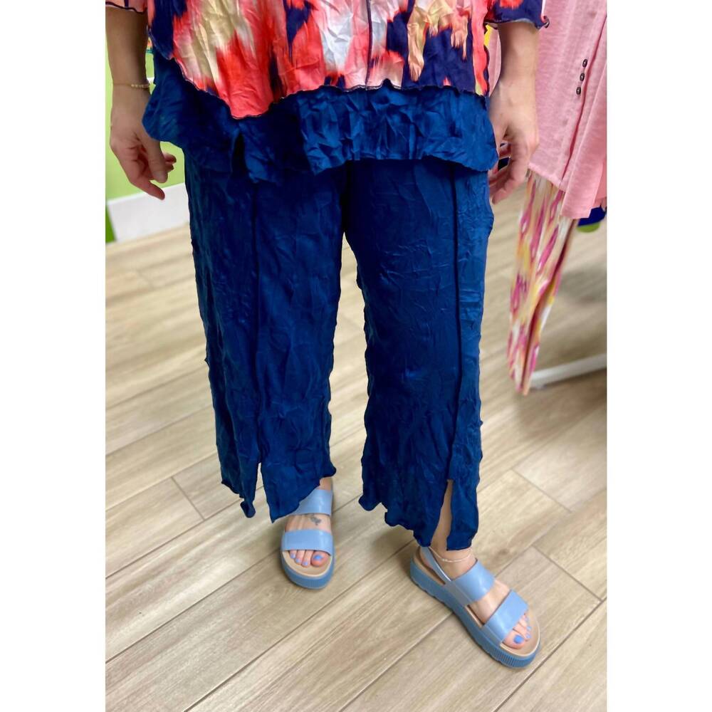 NEW VINE STREET crinkle crop pant in indigo